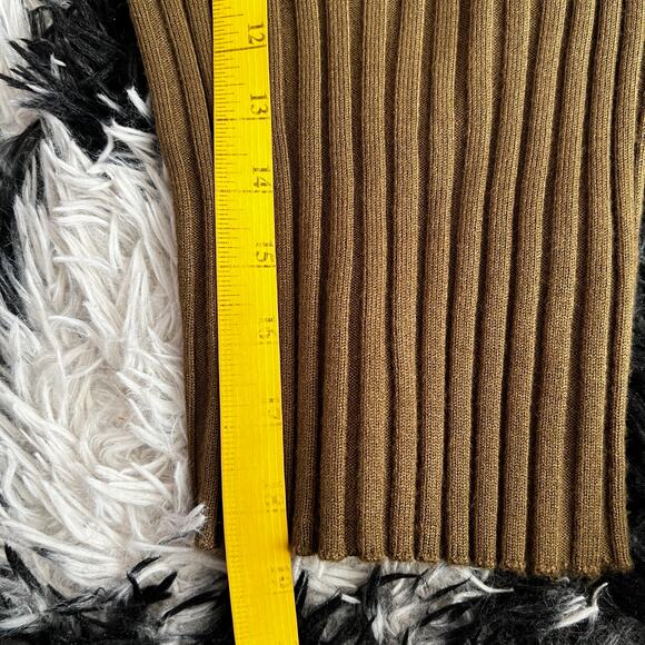 Brown Ribbed Sweater Top Minimalist Clean Girl Academia Fall XS - Picture 4 of 5